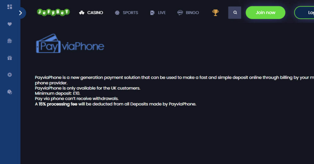 Top casino pay by phone - Jeffbet
